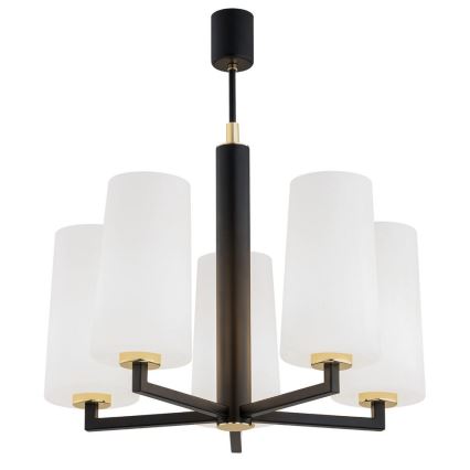 Argon 2114 - Viseći luster CAMELOT PLUS 5xE27/15W/230V crni/bela/zl.
