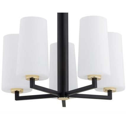 Argon 2114 - Viseći luster CAMELOT PLUS 5xE27/15W/230V crni/bela/zl.