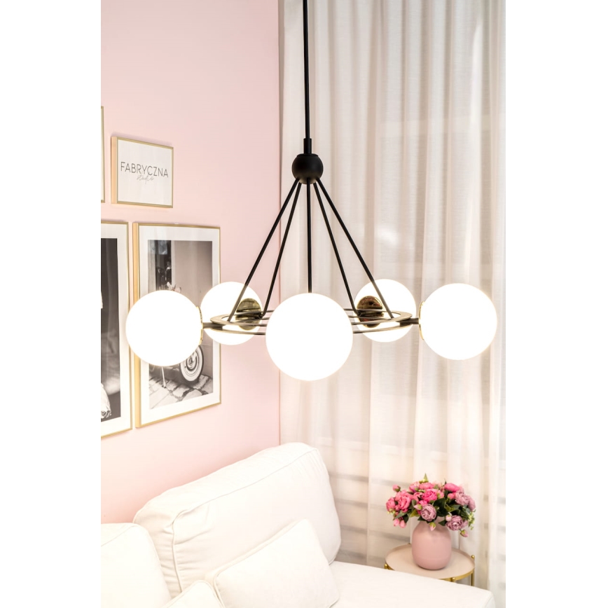 Argon 2119 - Viseći luster AMALFI 5xE27/15W/230V crni/bela