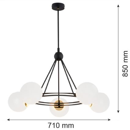 Argon 2119 - Viseći luster AMALFI 5xE27/15W/230V crni/bela