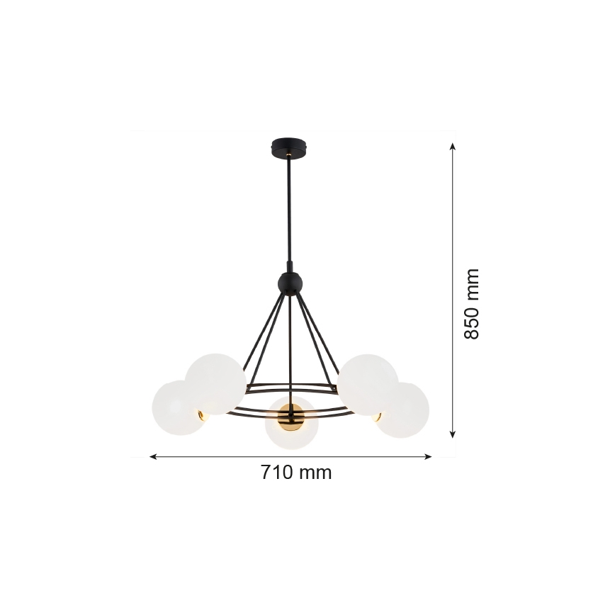 Argon 2119 - Viseći luster AMALFI 5xE27/15W/230V crni/bela