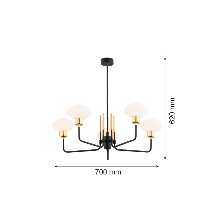 Argon 2128 - Viseći luster RAVELLO 5xE14/15W/230V crni/zl.