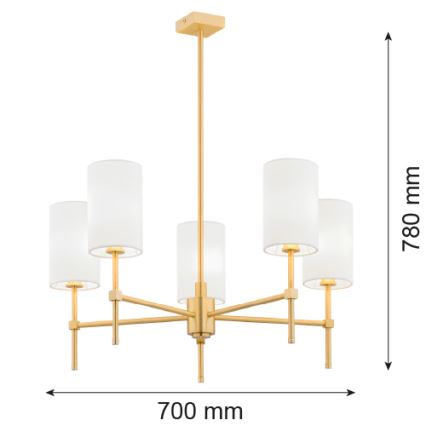 Argon 2134 - Viseći luster ABRUZZO 5xE14/15W/230V mesing/bela