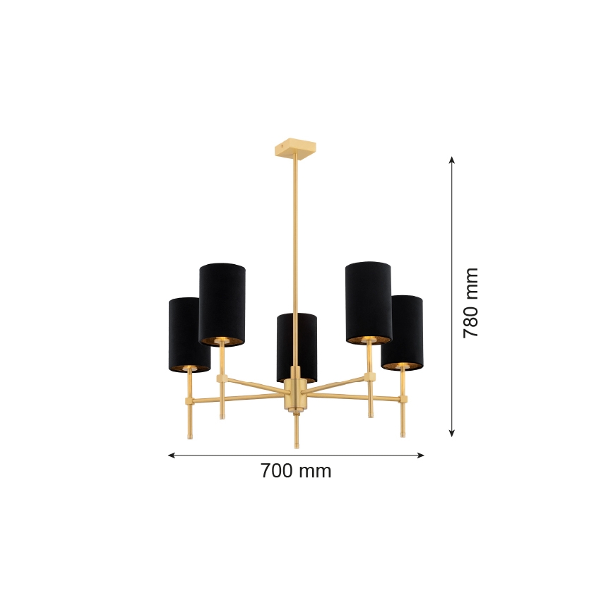 Argon 2135 - Viseći luster ABRUZZO 5xE14/7W/230V mesing/crni