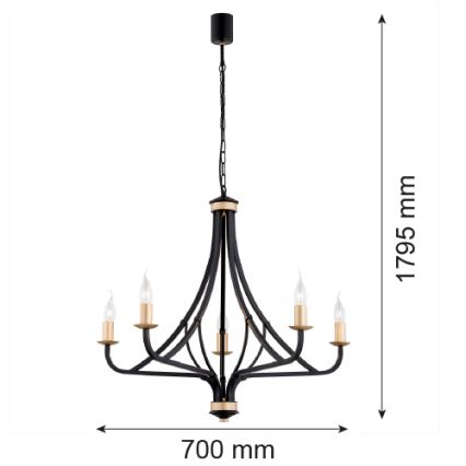 Argon 2171 - Luster na lancu LORENZO 5xE14/7W/230V