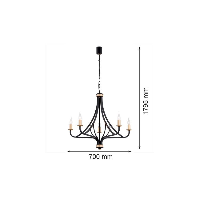 Argon 2171 - Luster na lancu LORENZO 5xE14/7W/230V