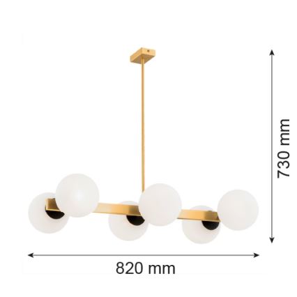 Argon 2549 - Viseći luster FREEMONT 6xE27/15W/230V zl./bela/crni