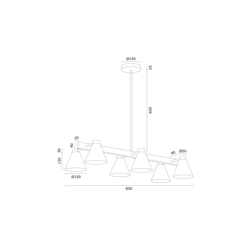 Argon 2551 - Viseći luster AVALONE 6xE27/15W/230V bela/zl.