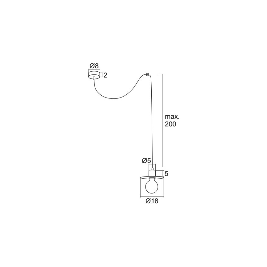Argon 3835 - Luster na sajli CORSO 1xE27/15W/230V crno