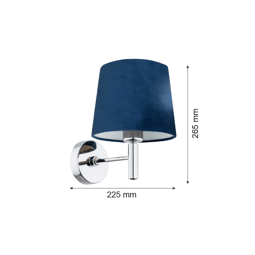 Argon 3908 - Zidna lampa BOLZANO 1xE27/15W/230V plava/sjajni krom