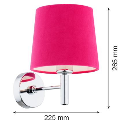 Argon 3909 - Zidna lampa BOLZANO 1xE27/15W/230V roze/sjajni krom