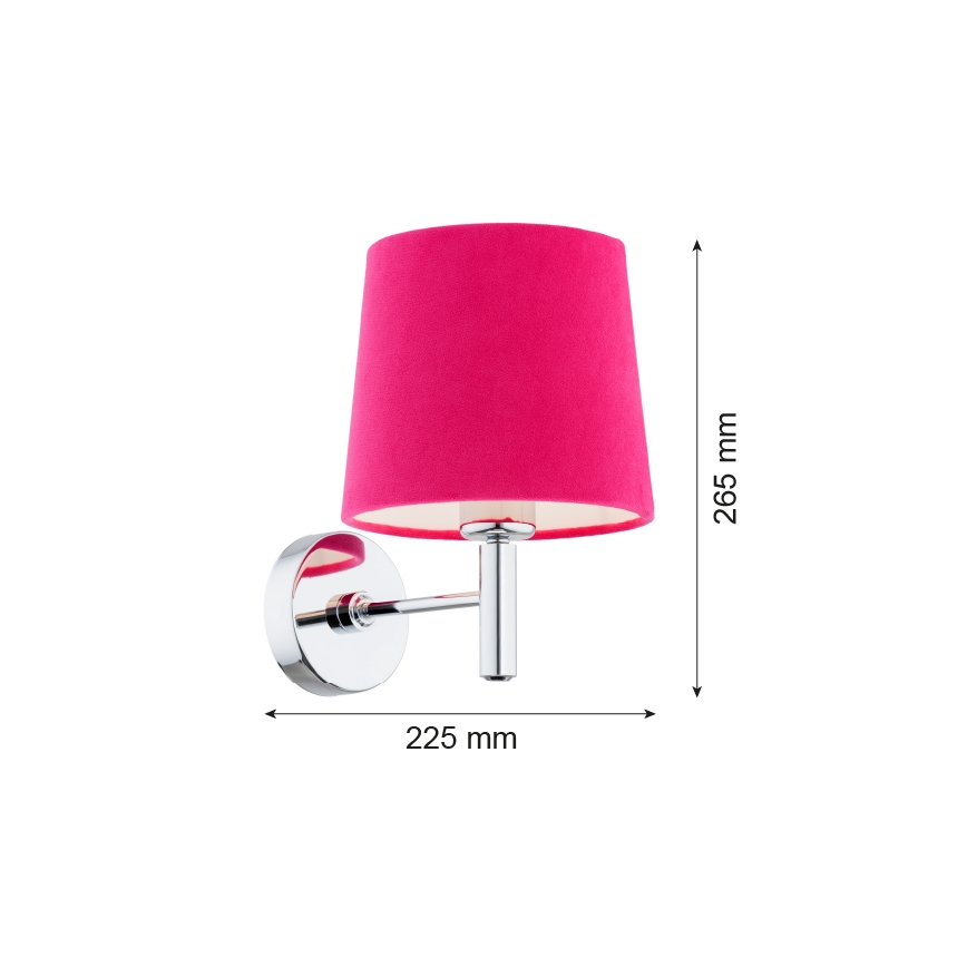 Argon 3909 - Zidna lampa BOLZANO 1xE27/15W/230V roze/sjajni krom