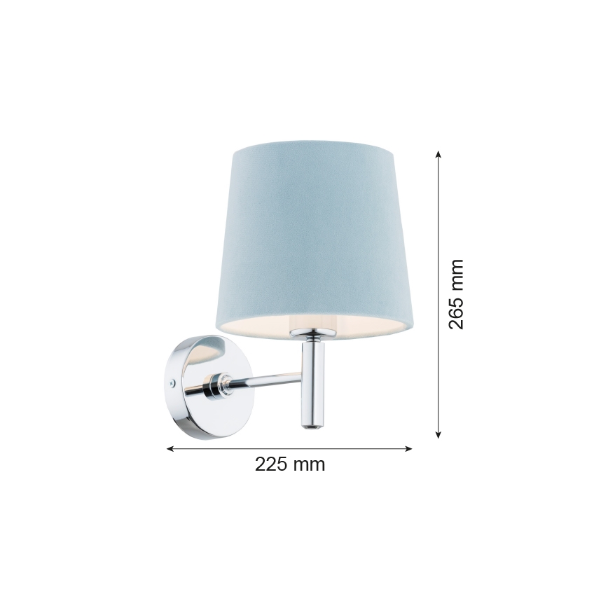 Argon 3910 - Zidna lampa BOLZANO 1xE27/15W/230V plava/sjajni krom