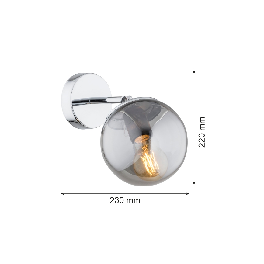 Argon 3989 - Zidna lampa SATELITE 1xE27/15W/230V sjajni krom/sivo