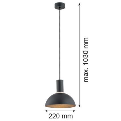 Argon 4222 - Luster na sajli SINES 1xE27/15W/230V pr. 28 cm crno