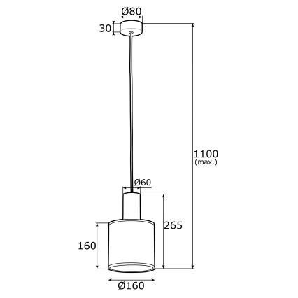 Argon 4248 - Luster na sajli HERMAN 1xE27/15W/230V mesing/crno