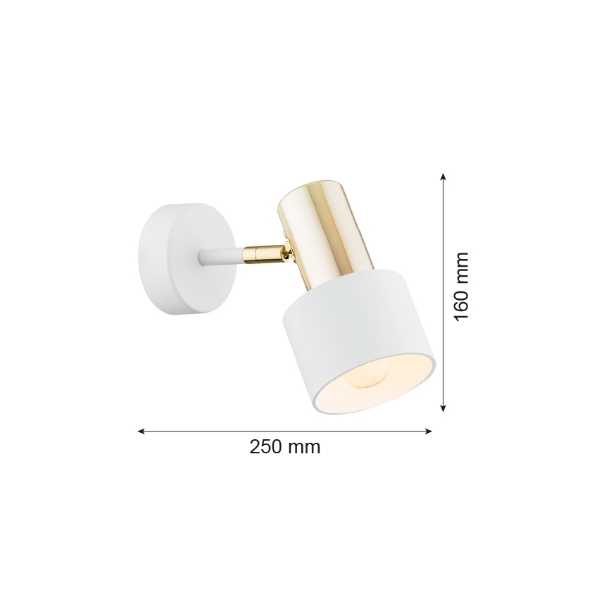 Argon 4264 - Zidna reflektorska lampa DORIA 1xE27/15W/230V beli/mesing