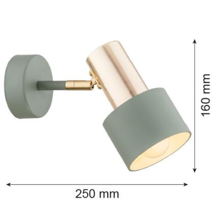 Argon 4315 - Zidna reflektorska lampa DORIA 1xE27/15W/230V zelena/mesing