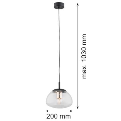 Argon 4331 - Luster na sajli TRINI 1xE27/15W/230V pr. 20 cm crno
