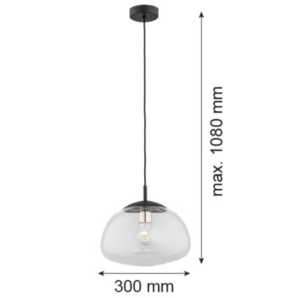 Argon 4332 - Luster na sajli TRINI 1xE27/15W/230V pr. 30 cm crno
