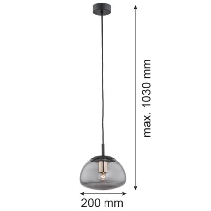 Argon 4333 - Luster na sajli TRINI 1xE27/15W/230V pr. 20 cm crno