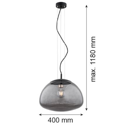 Argon 4350 - Luster na sajli TRINI 1xE27/15W/230V pr. 40 cm crno