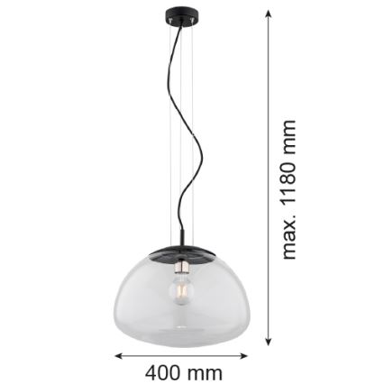 Argon 4351 - Luster na sajli TRINI 1xE27/15W/230V pr. 40 cm crno