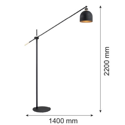 Argon 4735 - Podna lampa DETROIT 1xE27/15W/230V crno