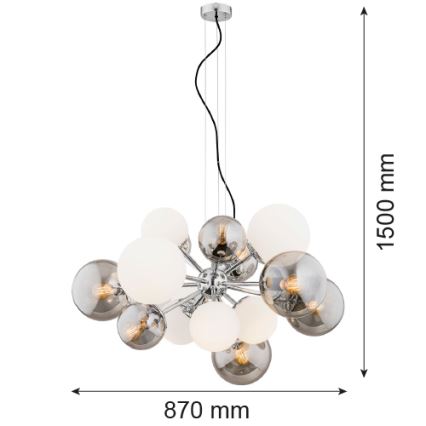 Argon 5020 - Luster na sajli SATELITE 15xE27/15W/230V sjajni krom/beli