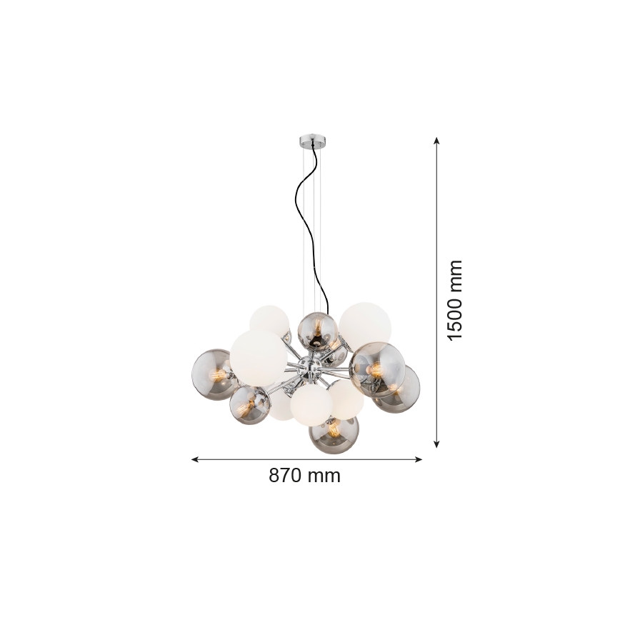 Argon 5020 - Luster na sajli SATELITE 15xE27/15W/230V sjajni krom/beli