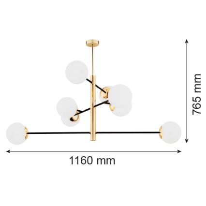 Argon 5041 - Viseći luster CAMERON 8xE27/15W/230V mesing/crno