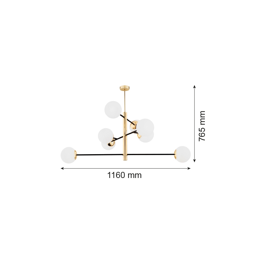 Argon 5041 - Viseći luster CAMERON 8xE27/15W/230V mesing/crno