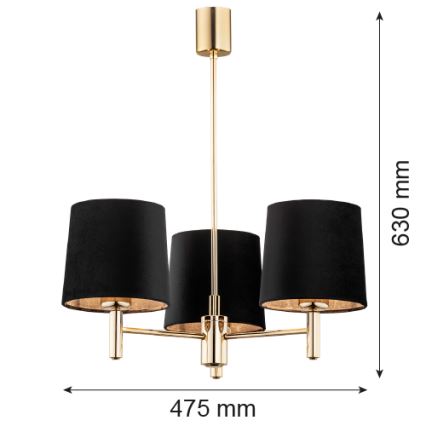 Argon 6111 - Viseći luster PONTE 3xE27/15W/230V crno