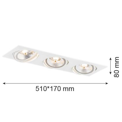 Argon 6115 - Ugradbena lampa OLIMP 3xGU10-AR111/12W/230V beli