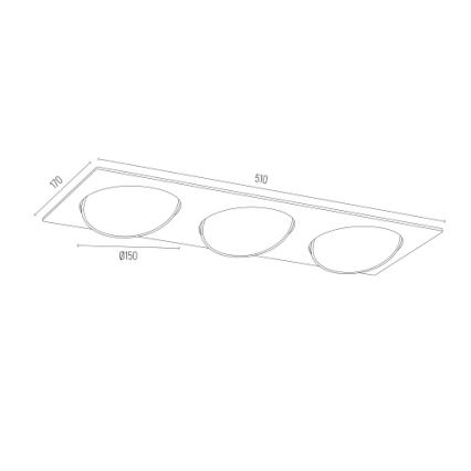 Argon 6116 BZ - Ugradbena lampa OLIMP 3xGU10-AR111/12W/230V crno