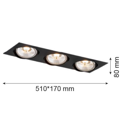 Argon 6116 - Ugradbena lampa OLIMP 3xGU10-AR111/12W/230V crno