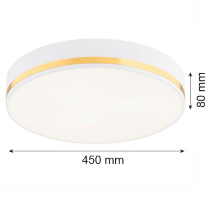 Argon 6138 - Plafonjera AMORE 3xE27/15W/230V pr. 45 cm beli/zlatna