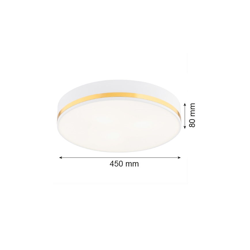 Argon 6138 - Plafonjera AMORE 3xE27/15W/230V pr. 45 cm beli/zlatna