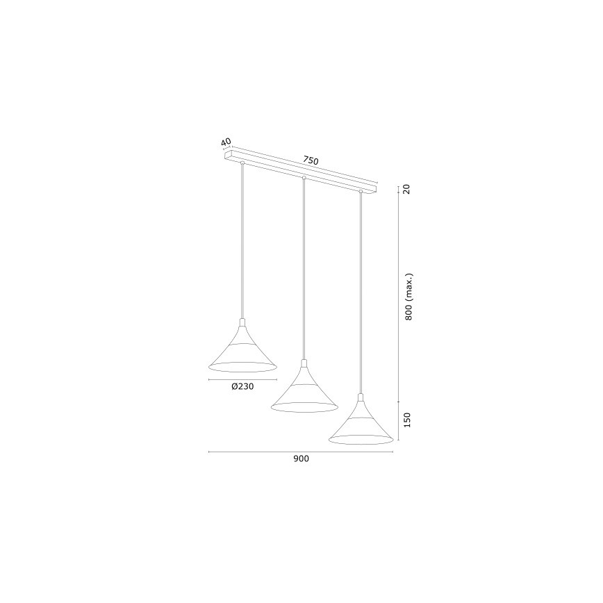 Argon 6140 - Luster na sajli MASSETO 3xE27/15W/230V crno/zlatna