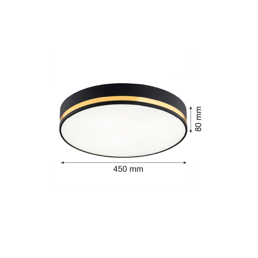 Argon 6141 - Plafonjera AMORE 3xE27/15W/230V pr. 45 cm crno/zlatna