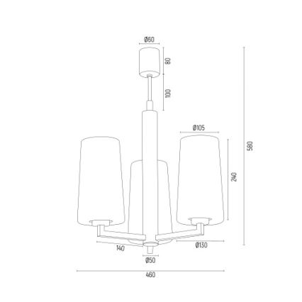 Argon 6143 - Viseći luster CAMELOT PLUS 3xE27/15W/230V crno/beli/zlatna
