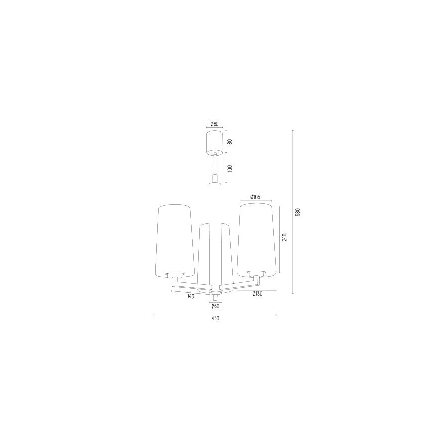 Argon 6143 - Viseći luster CAMELOT PLUS 3xE27/15W/230V crno/beli/zlatna