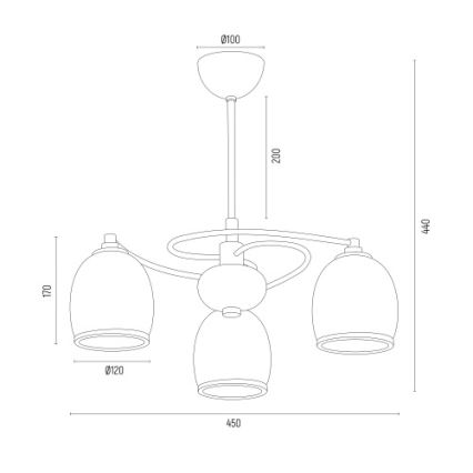 Argon 6144 - Viseći luster AVILA PLUS 3xE27/15W/230V crno/zlatna/beli