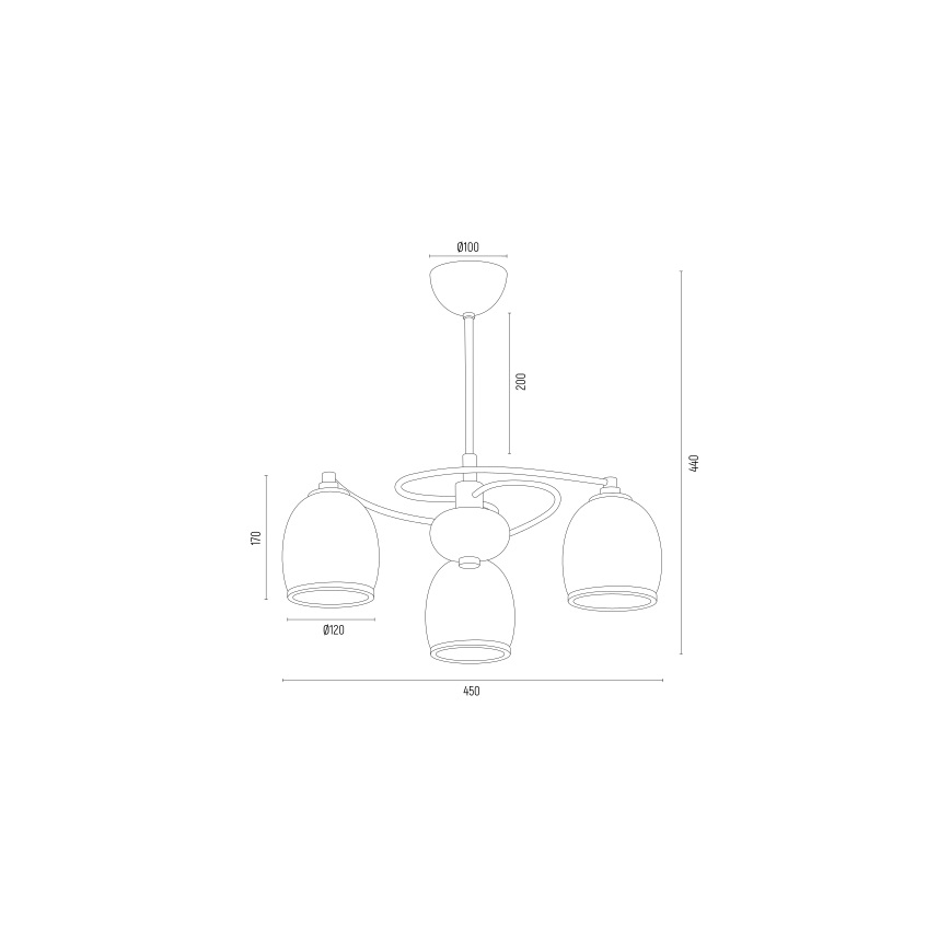 Argon 6144 - Viseći luster AVILA PLUS 3xE27/15W/230V crno/zlatna/beli