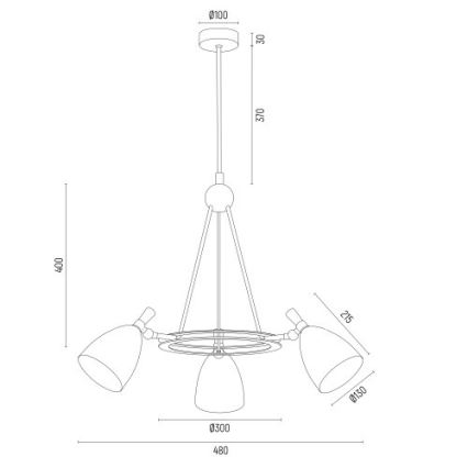 Argon 6148 - Viseći luster CHARLOTTE 3xE27/15W/230V beli/zlatna