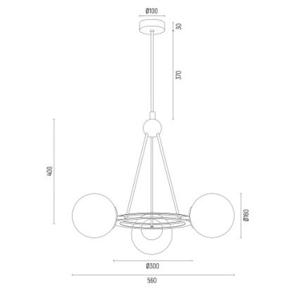 Argon 6150 - Viseći luster AMALFI 3xE27/15W/230V crno/beli