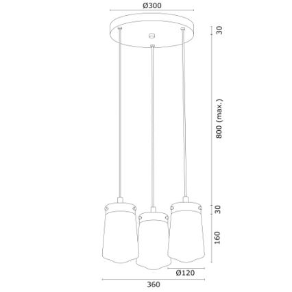 Argon 6164 - Luster na sajli PASADENA 3xE27/15W/230V zlatna/beli