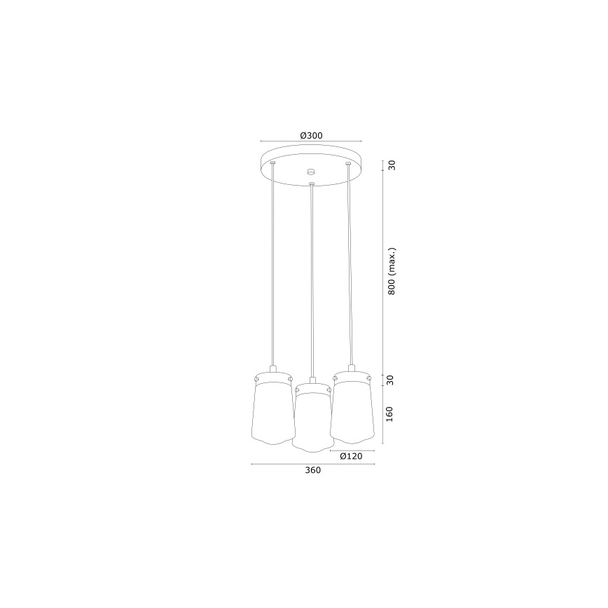Argon 6164 - Luster na sajli PASADENA 3xE27/15W/230V zlatna/beli