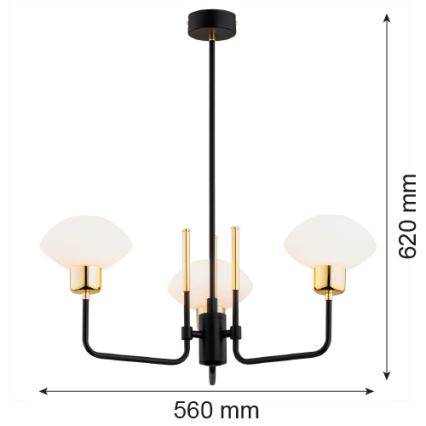 Argon 6166 - Viseći luster RAVELLO 3xE14/15W/230V crno/zlatna