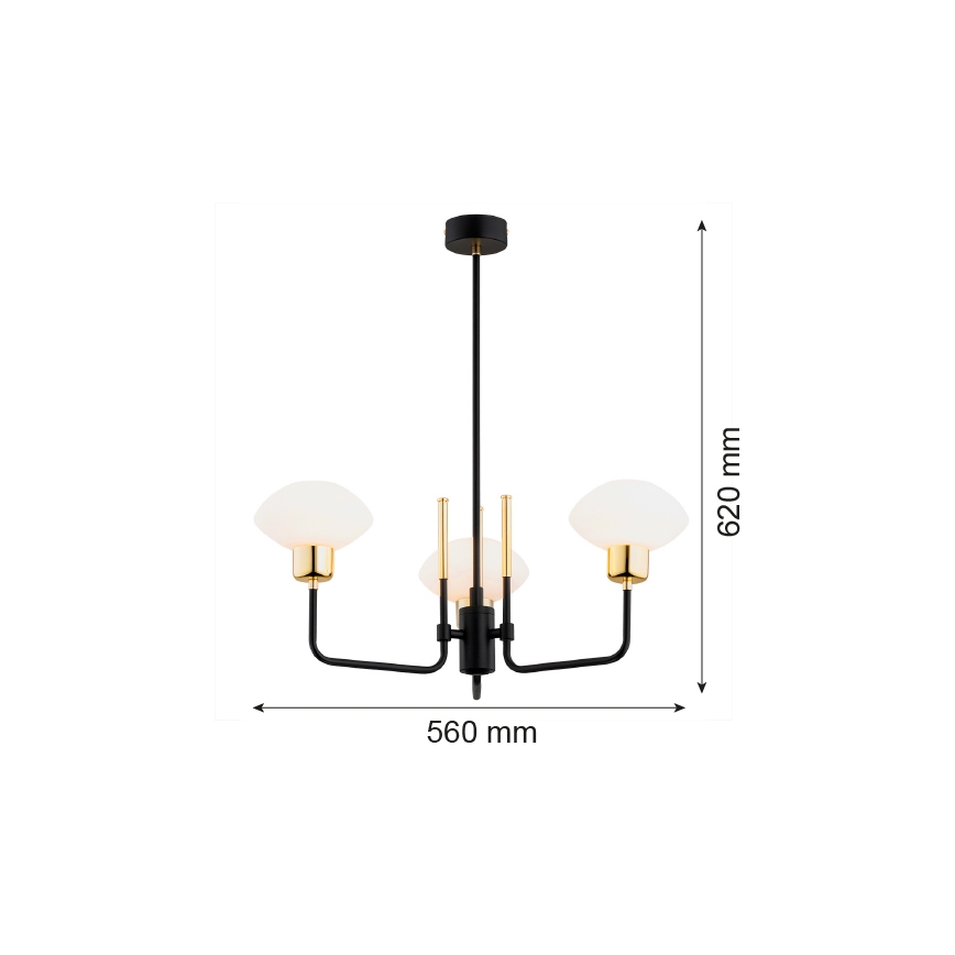 Argon 6166 - Viseći luster RAVELLO 3xE14/15W/230V crno/zlatna